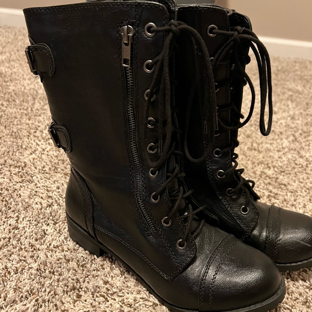 Black combat boots